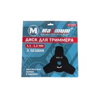 Нож для триммера 3-х лезвийный 255х1.1x 25,4 мм, 3T, металлический, &quot;MAXIMUM&quot; MX 16835 (3588) оптом